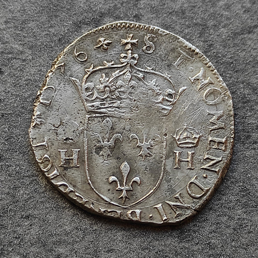Henri III (1574-1589) Teston 4ème type 1576 La Rochelle. Argent. 9.18 gr