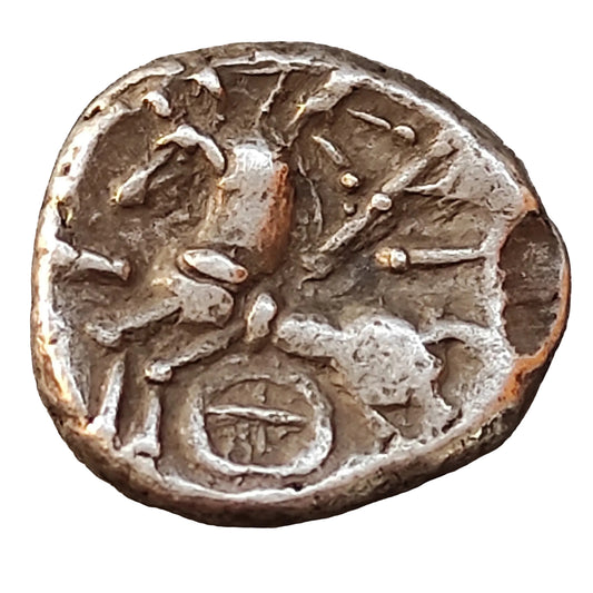 Gaule Lingons (région de Langres) Denier KALETEDOY à la rouelle. Argent. 1.94 gr