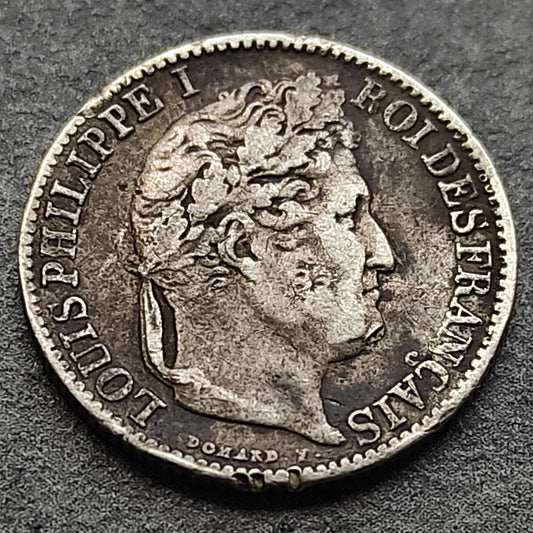 Louis-Philippe Ier (1830-1848) 1/2 Franc 1845 W Lille Ag 2.45 gr