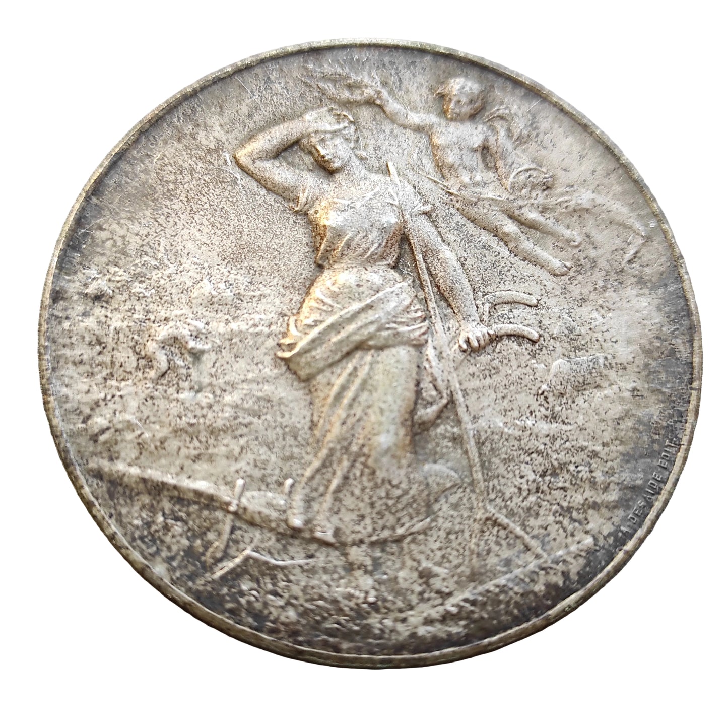 Medalla del Salón Agrícola de Bagnols (Gard) 1904. Bronce plateado. 47,15g