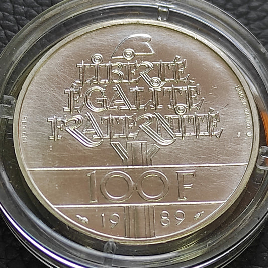 Piéfort 100 Francs 1989 Droits de l'homme. Argent Brillant Universel BU. 30 gr 31 mm