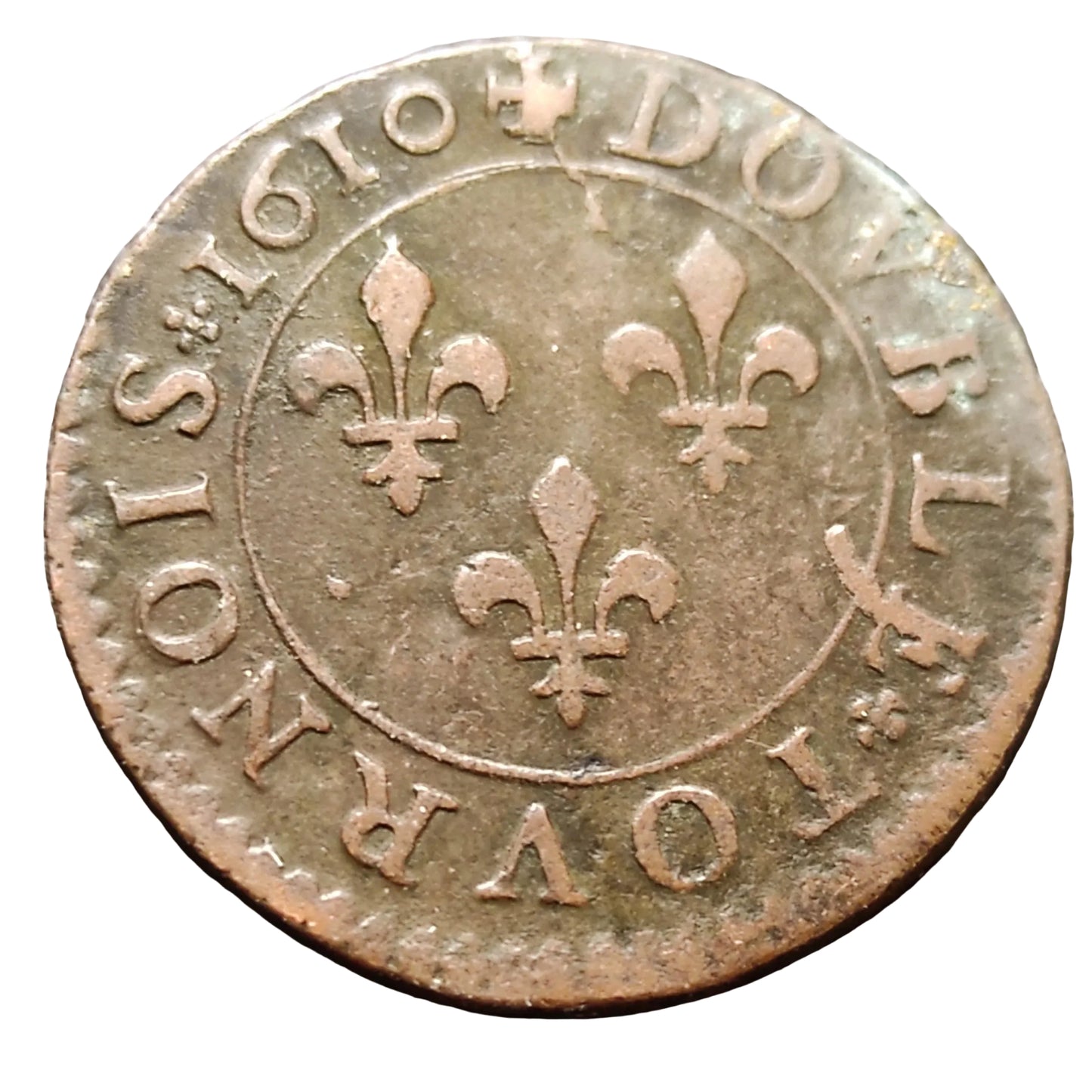 Henri IV (1589-1610) Double Tournois 1610 D Lyon 3.52 gr