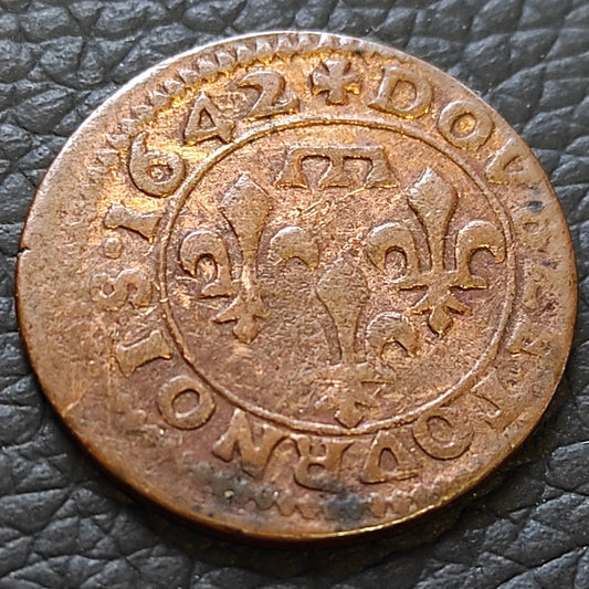 Principauté de Dombes - Gaston d'Orléans - Double Tournois - 1642 - 2.97 gr