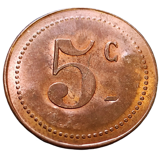 Caned token of necessity - 5 cents new galleries - 3.28 gr