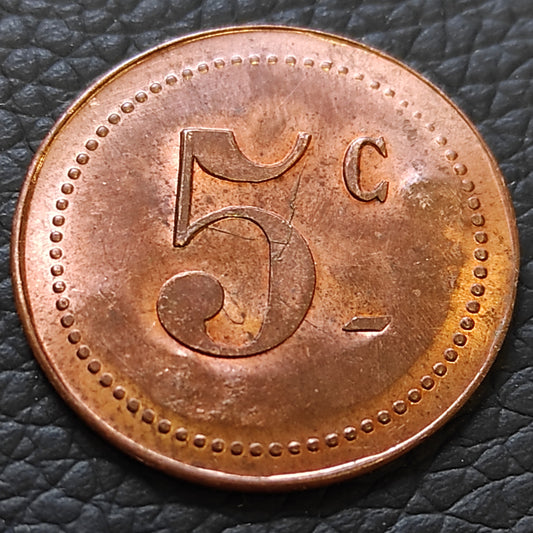 Monnaie Jeton de nécessité - 5 centimes Nouvelles Galeries - 3.28 gr