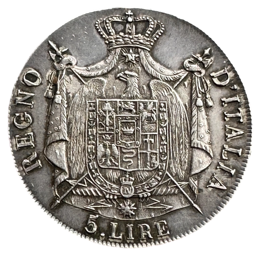 Italie 5 Lire 1811 B Bologne Napoleone Imperatore e re Argent 25,02 gr SUP