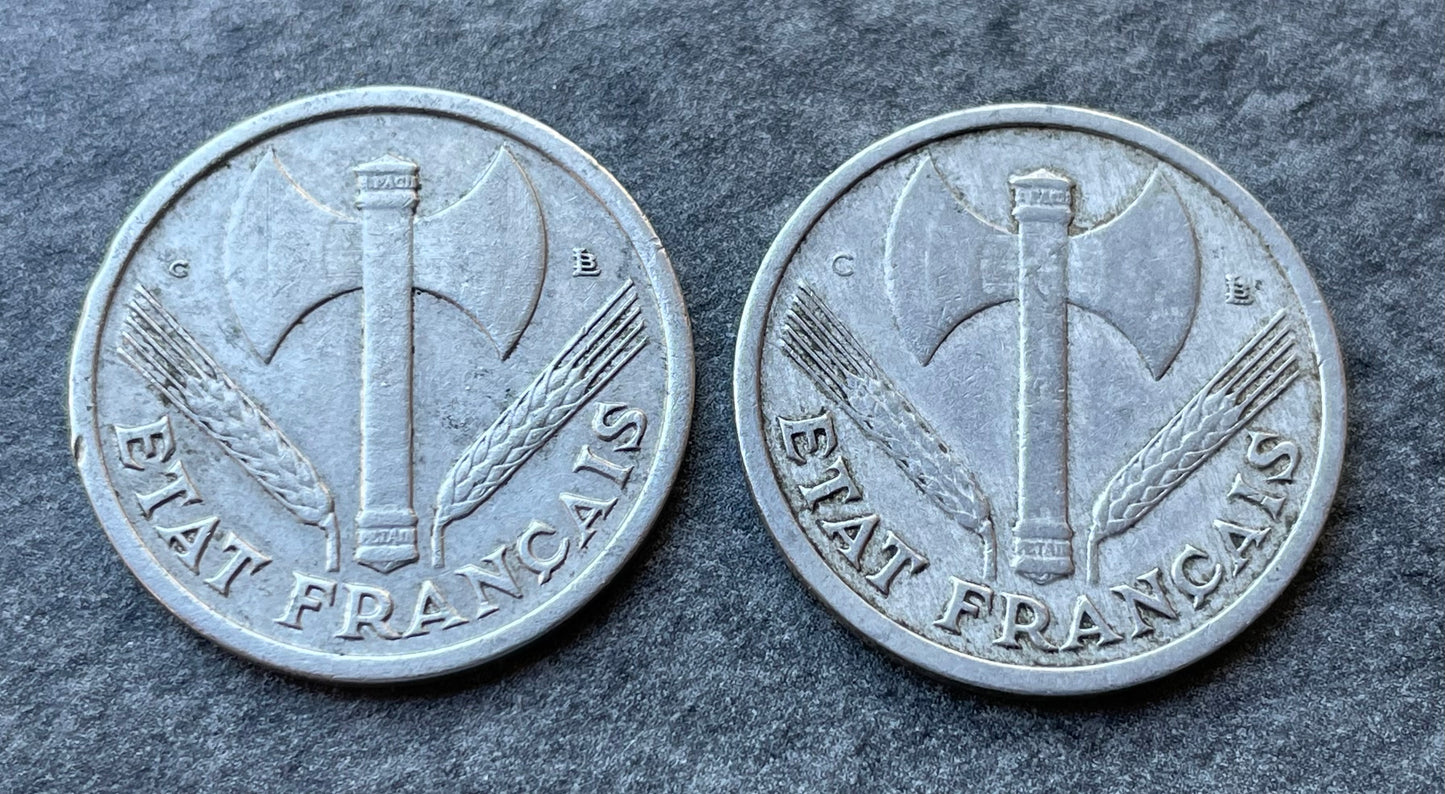 État Français - 1 Franc BAZOR 1944 Petit C 1.30 gr Rare
