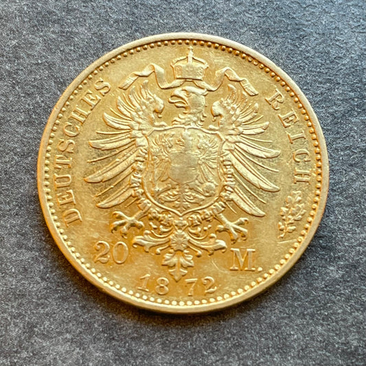 Allemagne 20 MARK Deutsches Reich 1872 A Wilhelm 7,92 gr