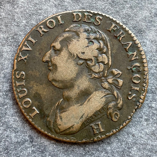 Constitution Louis XVI (1774-1792) 12 Deniers 1792 H La Rochelle 12.64 gr G.15
