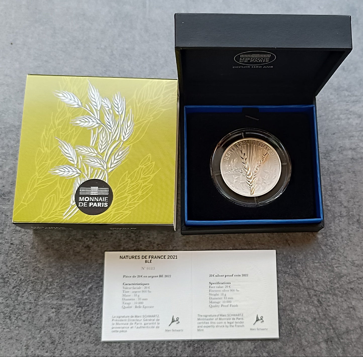 Monnaie de Paris 20 Euros 2022 BE Natures de France Blé Argent Dans son coffret