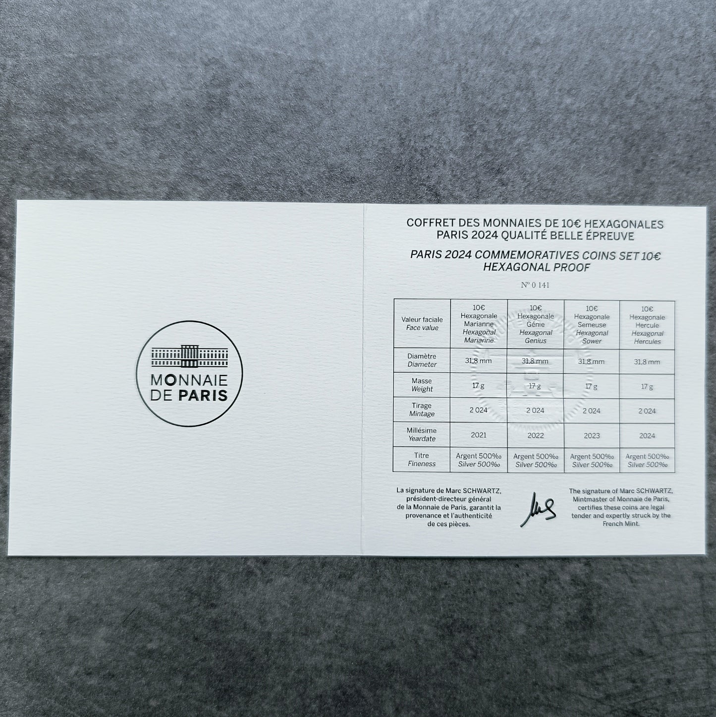 Monnaie de Paris Jeux Olympiques et Paralympiques de Paris JO 2024 Coffret de 4 monnaies 10€ hexagonales Argent BE