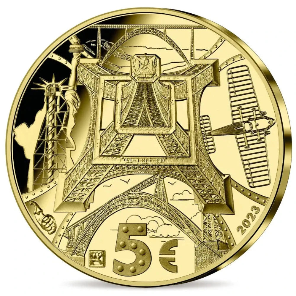 Monnaie de Paris 5 Euros Or 2023 BE Gustave Eiffel 100 Ans de sa disparition 0,5 gr Dans son coffret