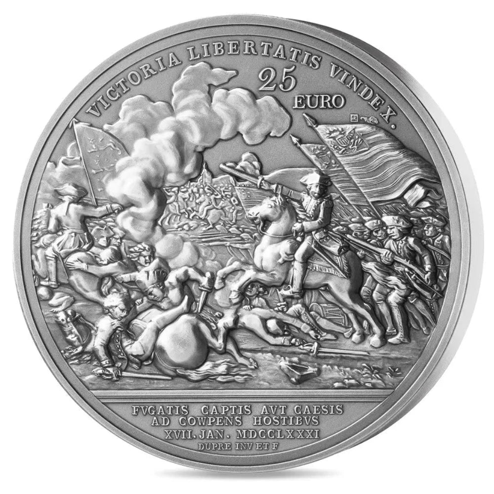 Monnaie de Paris 25 Euros 2024 BE Finition ancienne Bataille de Cowpens Argent 2 Oz Dans son coffret