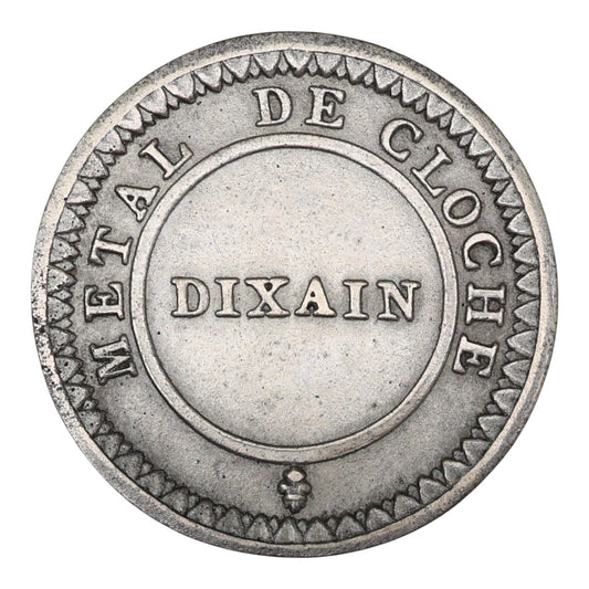 Monnaies de Confiance Dixain de Rochon 1791 Lyon Inscription Métal de cloche Tranche lisse. TTB+/SUP. 33 mm 18.75 gr. C.113 Maz.202