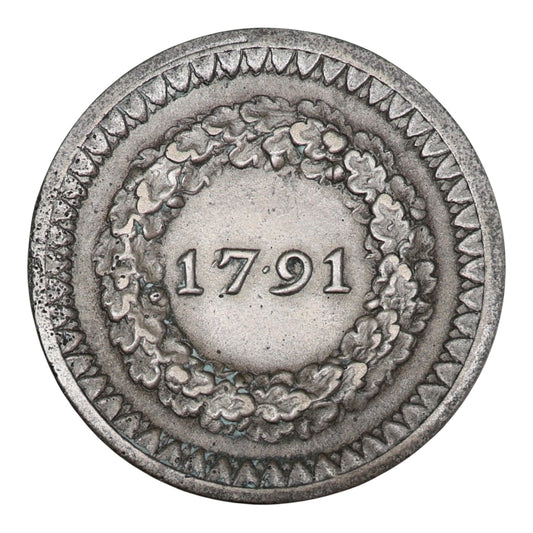 Monnaies de Confiance Dixain de Rochon 1791 Lyon Inscription Métal de cloche Tranche lisse. TTB+/SUP. 33 mm 18.75 gr. C.113 Maz.202