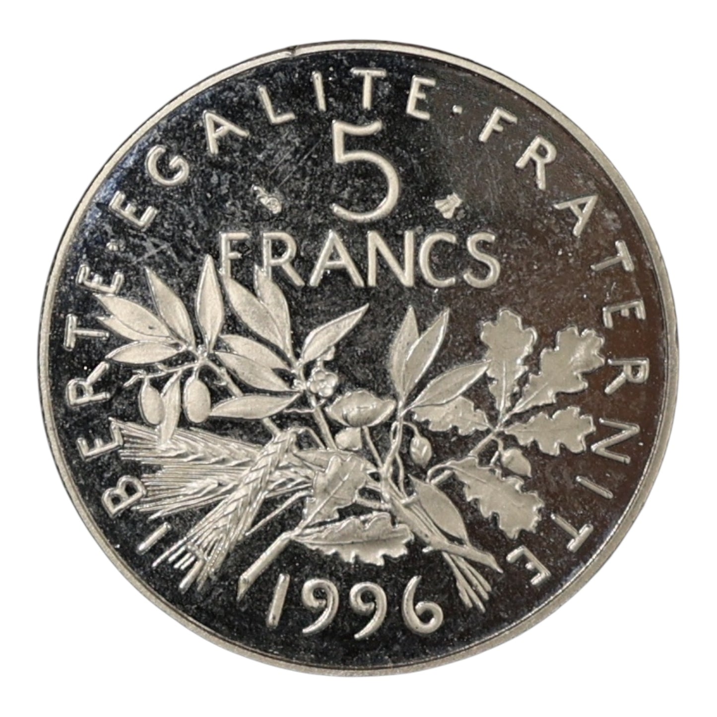 5 Francs Semeuse Belle Epreuve 1996 tranche cannelée 10 gr Rare