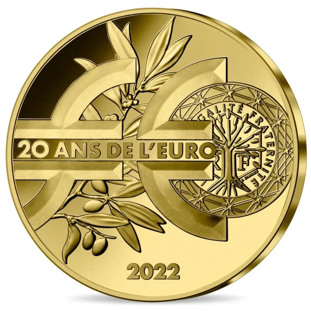 Monnaie de Paris 5 Euros Or 2022 BE 20 Ans de l'Euro 0,5 gr Dans son coffret