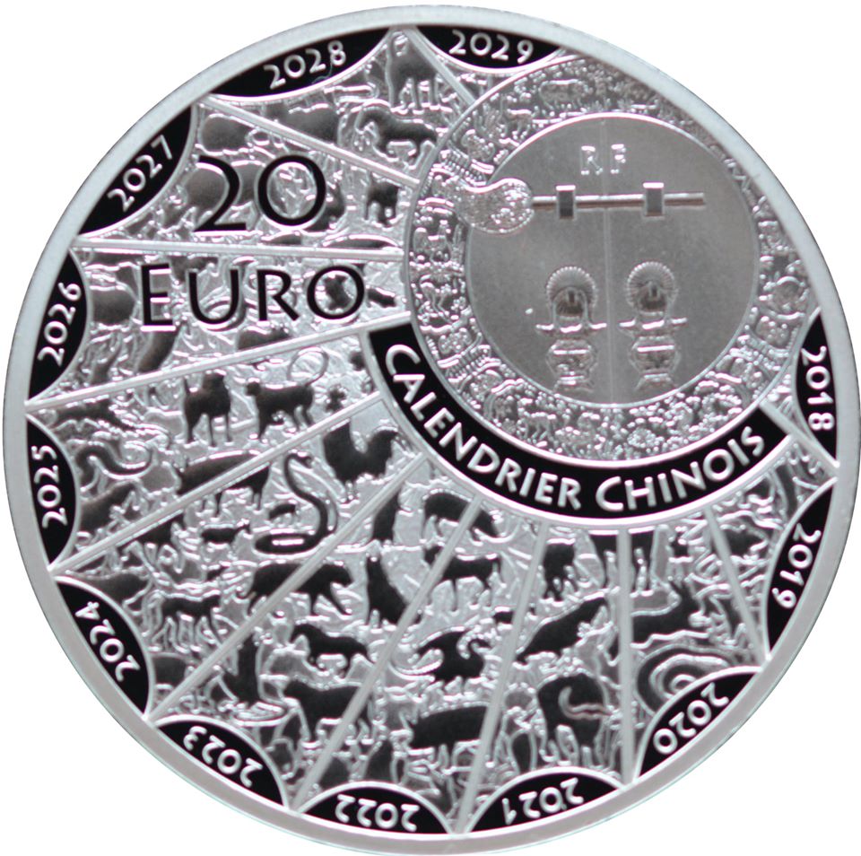 Monnaie de Paris 20 Euros 2019 BE Calendrier chinois année du Cochon Argent 1oz Dans son coffret