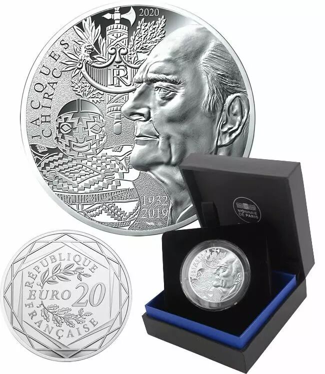 France 20 Euros Argent Belle Épreuve BE 2020 Jacques Chirac 18 gr Monnaie de Paris