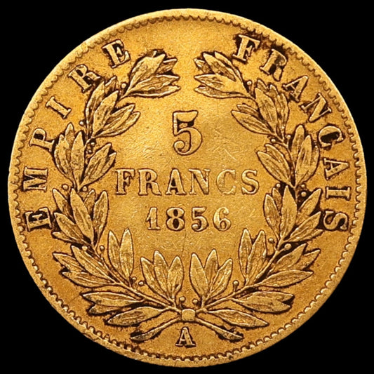Napoléon III (1852-1870) 5 francs tête nue 1856 A Paris Or 1.59 gr