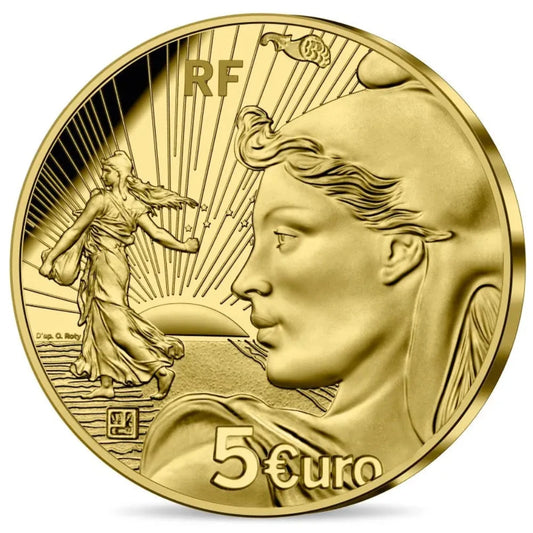 Monnaie de Paris 5 Euros Or 2022 BE 20 Ans de l'Euro 0,5 gr Dans son coffret