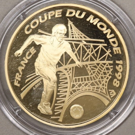 Monnaie de Paris 100 Francs 1996 Coupe du monde de Football 1998 Or Dans son coffret