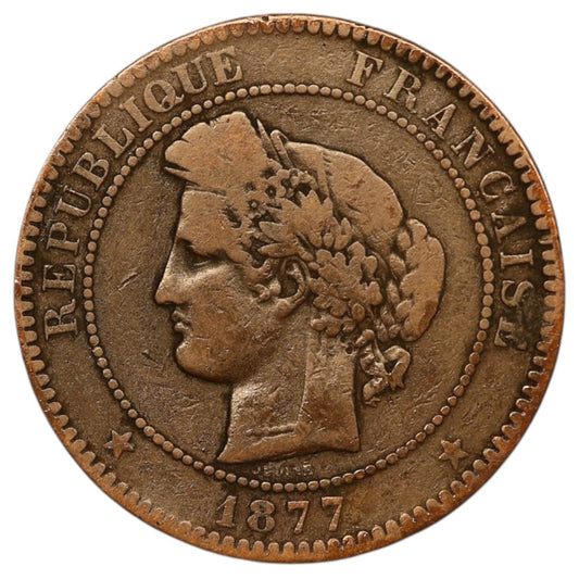 Ceres 10 Céntimos 1877 K Burdeos 9,73 gr