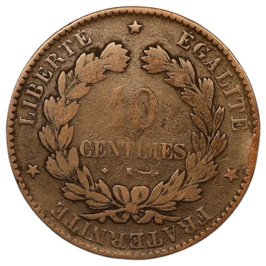 Ceres 10 Céntimos 1877 K Burdeos 9,73 gr