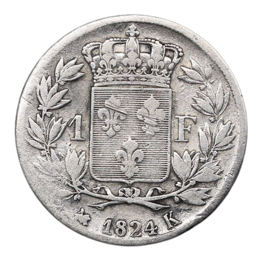 Luis XVIII (1815-1824) 1 Franco 1824 K Burdeos 4,88 gr