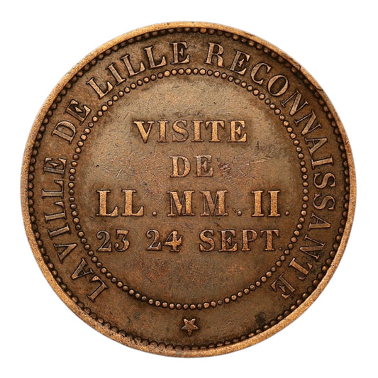 Napoleón III (1852-1870) Visita a Lille 23 24 de septiembre de 1853 Módulo de 10 céntimos