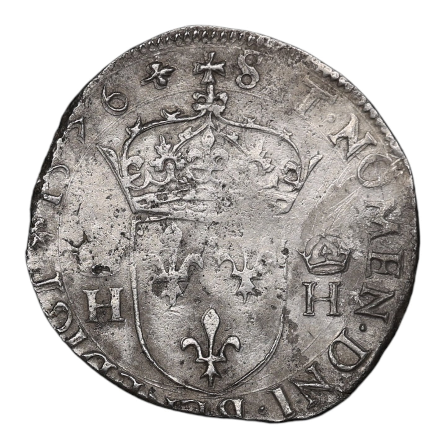 Enrique III (1574-1589) Teston 4º tipo 1576 La Rochelle. Dinero. 9,18g