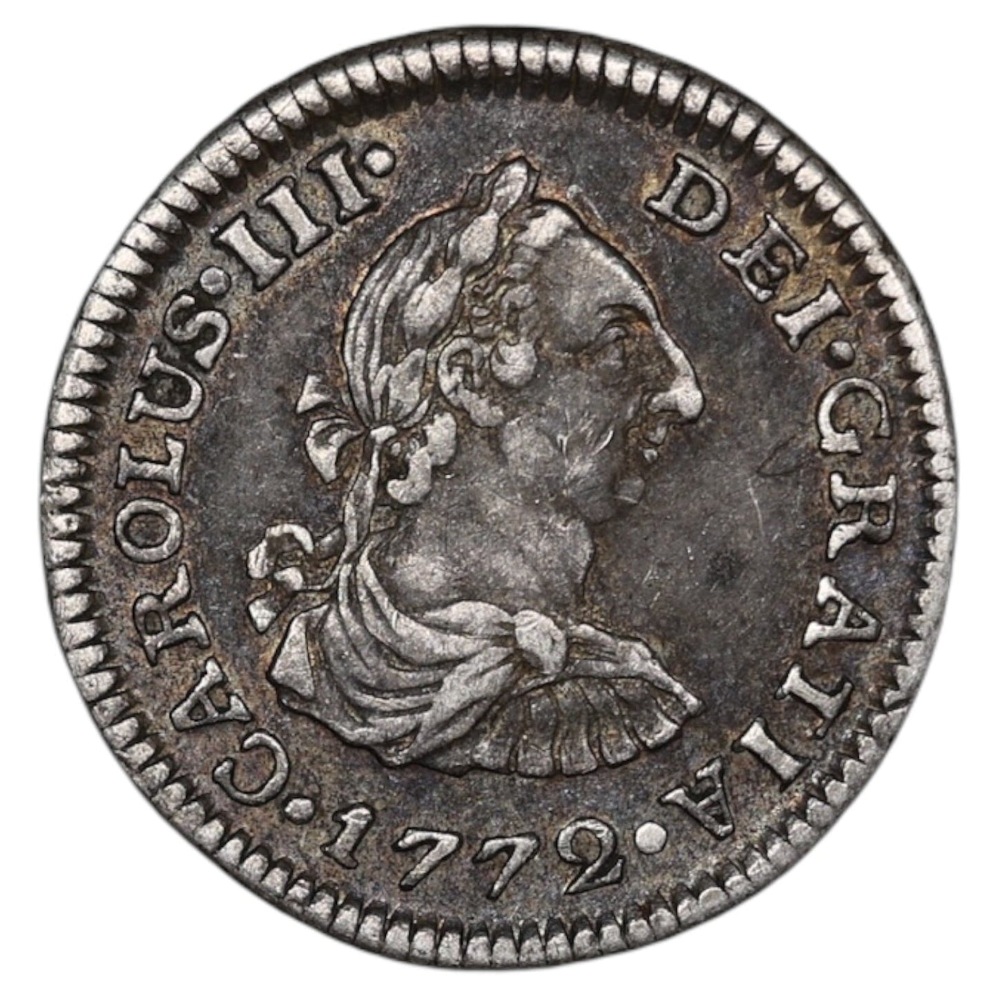 Mexique 1/2 Real 1772 Mexico Inverted mintmark and assayers Argent 1.69 gr