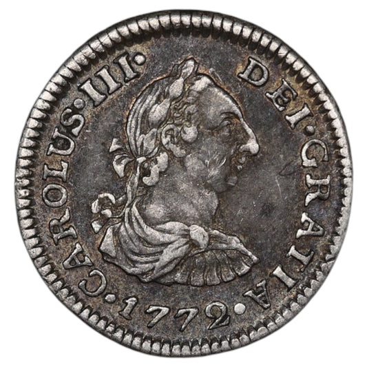 Mexique 1/2 Real 1772 Mexico Inverted mintmark and assayers Argent 1.69 gr