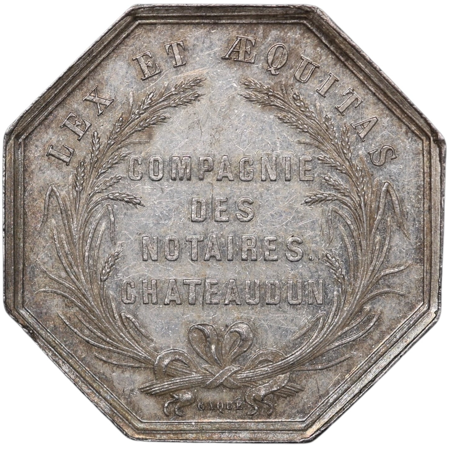 Ficha Compagnie des Notaires de Chateaudun Napoleón III Plata 12,13 gr 30,5 mm