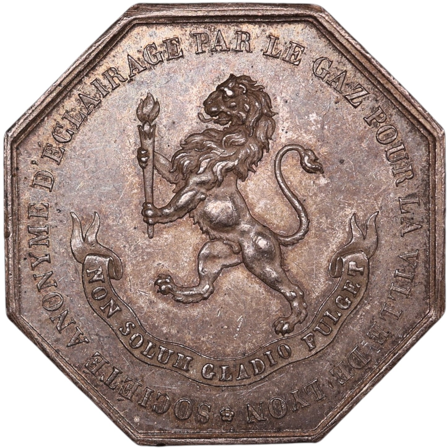 Jeton Société d'éclairage par le gaz pour la ville de Lyon 1836 Argent 15.20 gr