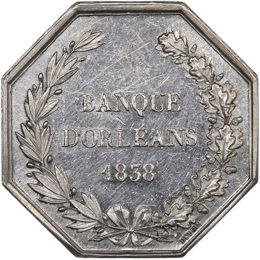 Jeton Banque d'Orléans 1838 Louis Philippe Argent 12.6 gr
