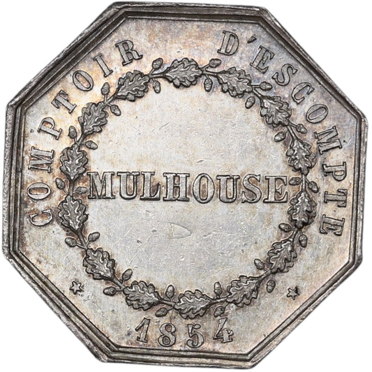 Jeton Comptoir d'escompte de Mulhouse 1854 Argent 9.1 gr