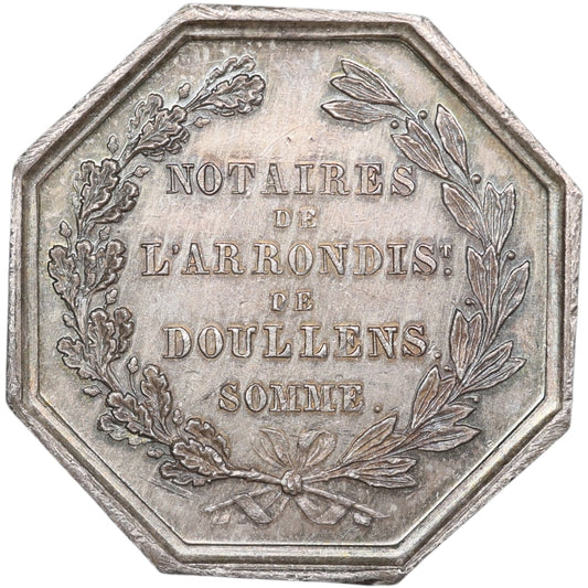 Jeton Notaires de l'arrondissement de Doullens (Somme) 1833 Argent 13.34 gr 31 mm