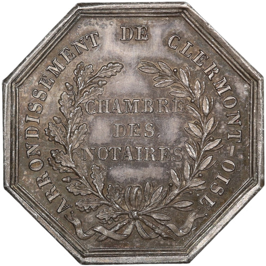 Jeton Notaires Clermont - Oise 1824 Argent 14.79 gr 30 mm