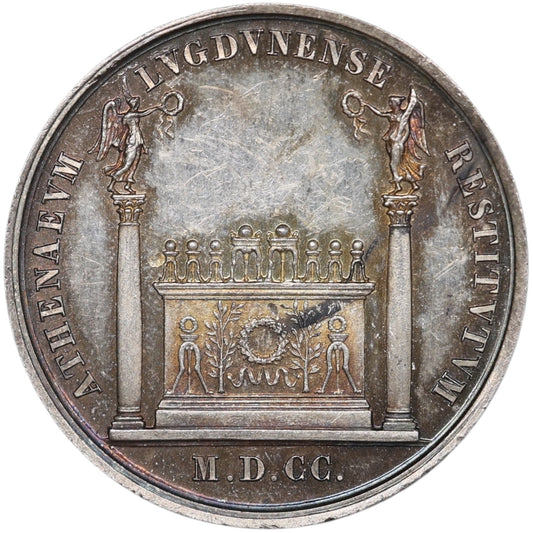 Ficha Ateneo o Academia de Ciencias, Bellas Letras y Artes de Lyon 1828 Plata 15,52 gr 33 mm