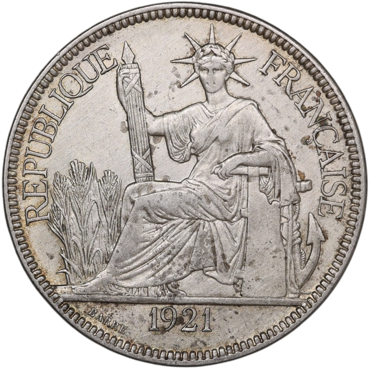 French Indochina Piastre de Commerce 1921 Silver 26,93 gr