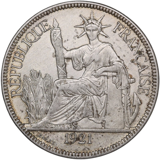 French Indochina Piastre de Commerce 1921 Silver 26,93 gr