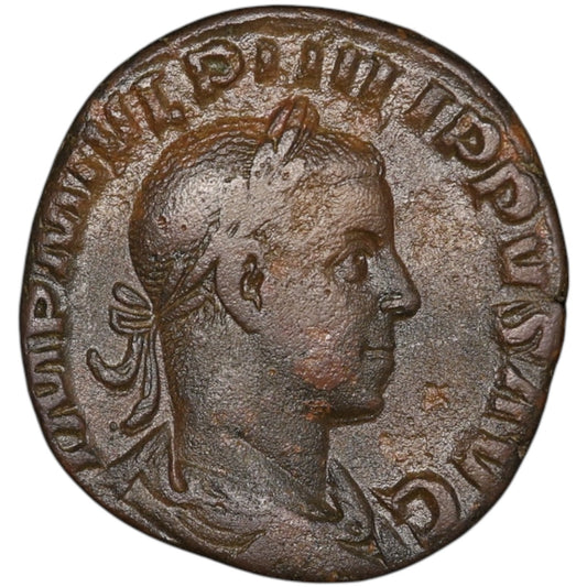 Philippe II (247-249) Sesterce Saeculares Avgg Chèvre 14.38 gr