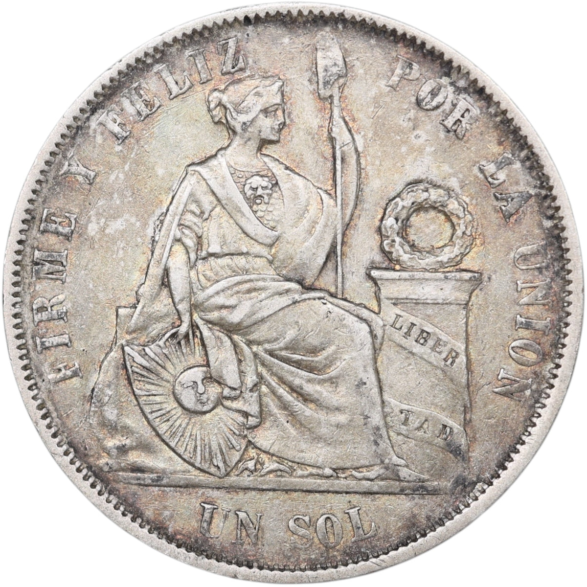 Pérou Un Sol 1866 Argent 24.91 Gr