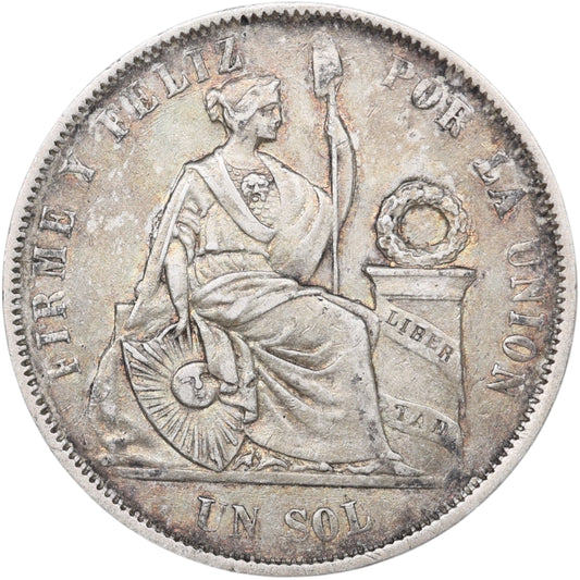 Pérou Un Sol 1866 Argent 24.91 Gr
