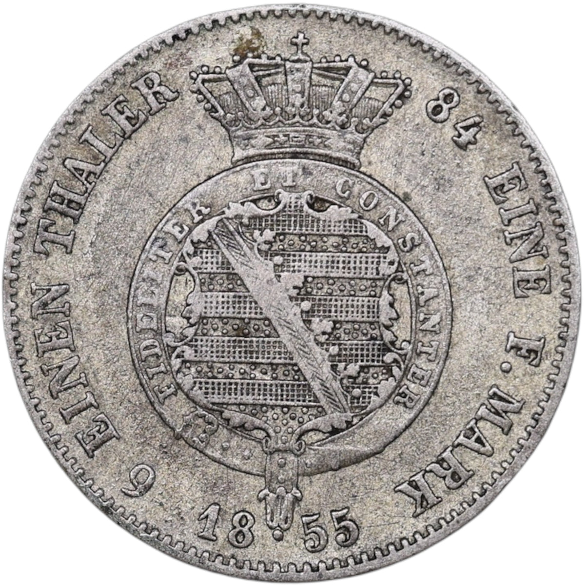 Allemagne Duché de Saxe-Cobourg et Gotha 🇩🇪 Ernest II (1844-1893) 1/6 Thaler 1855 F Dresde Ag 5.22 gr