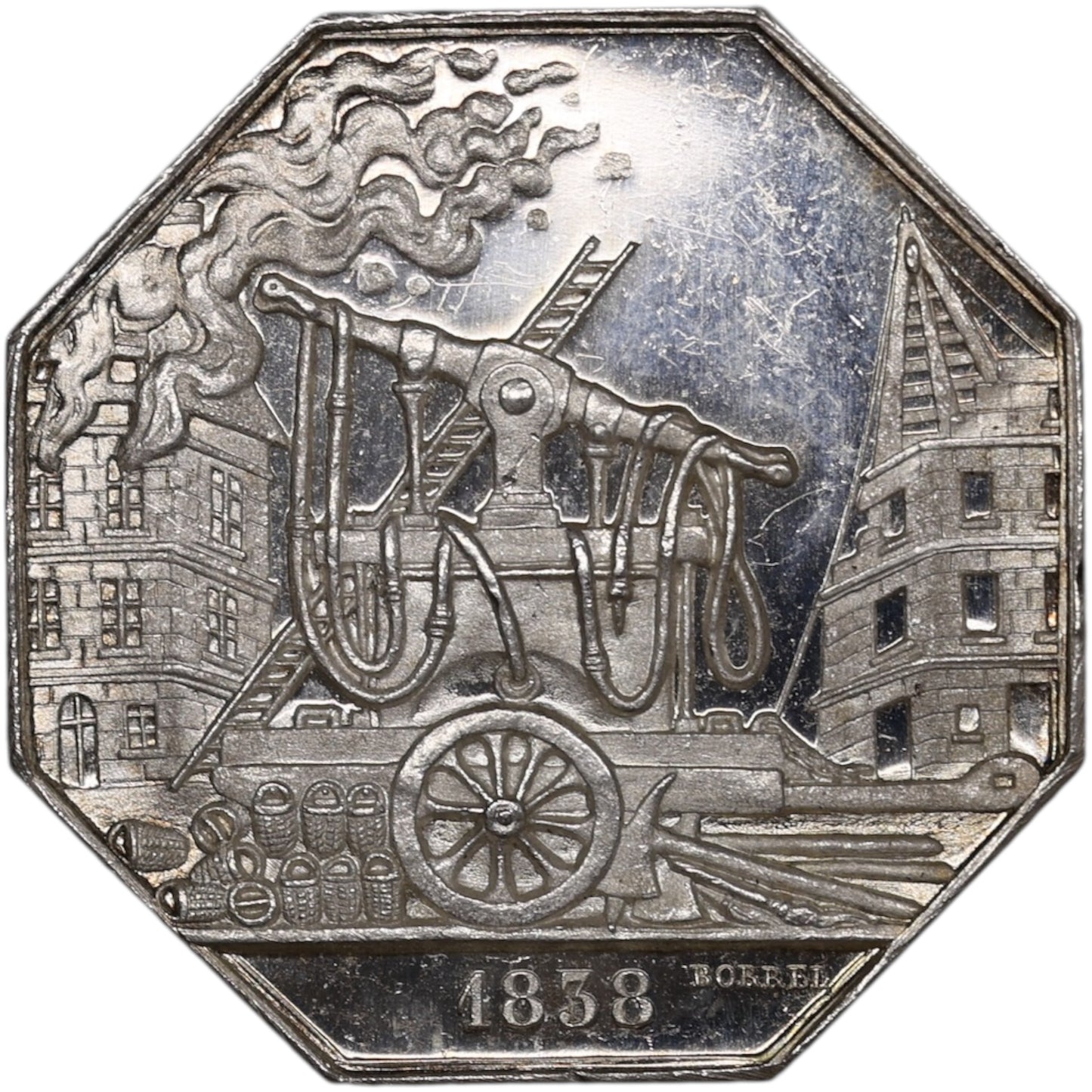Fire insurance token 1838 comes two Sèvres Vendée Charente and Charente Lower Silver 12.91 Gr