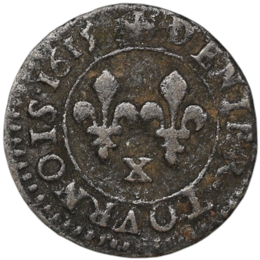 Louis XIII (1610-1643) Denier Tournois 1615 X Amiens 1.28 gr