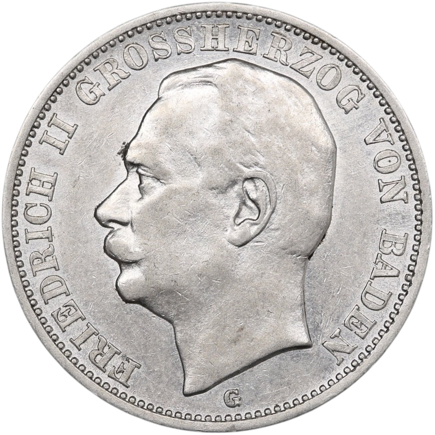 Allemagne Baden Friedrich II 3 Mark 1914 G Karlsruhe Argent 16.65 gr