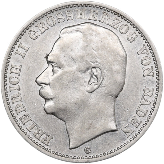 Allemagne Baden Friedrich II 3 Mark 1914 G Karlsruhe Argent 16.65 gr